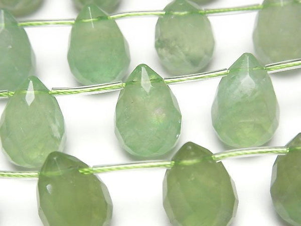 [Video] Green Fluorite AA++ Drop Faceted Briolette 18x13x13mm [Dark color] 1strand beads (aprx.6inch/15cm)