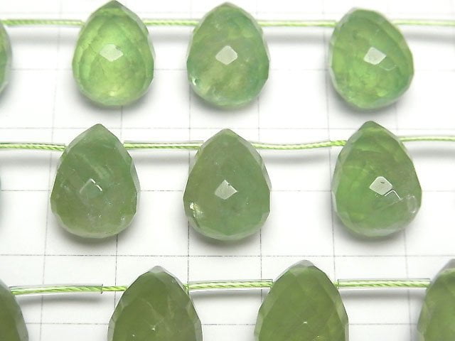 [Video] Green Fluorite AA++ Drop Faceted Briolette 18x13x13mm [Dark color] 1strand beads (aprx.6inch/15cm)