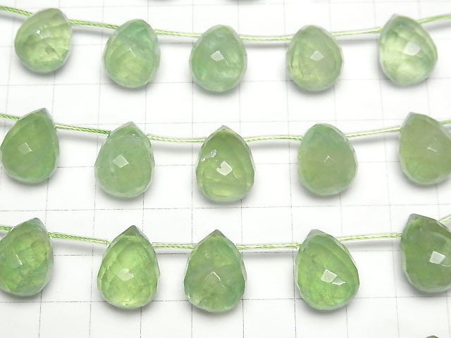 [Video] Green Fluorite AA++ Drop Faceted Briolette 18x13x13mm [Dark color] 1strand beads (aprx.6inch/15cm)