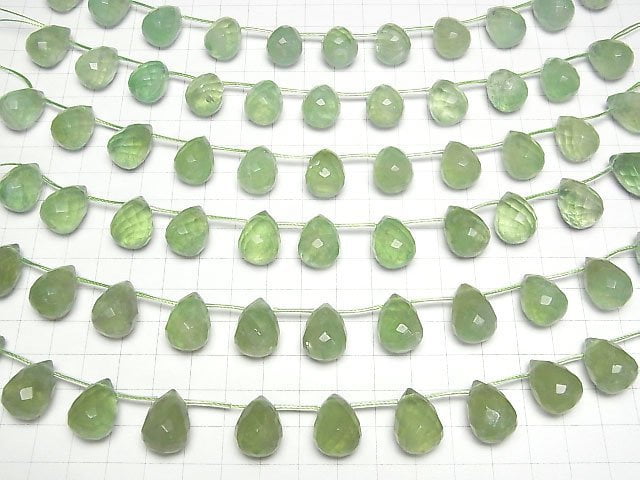 [Video] Green Fluorite AA++ Drop Faceted Briolette 18x13x13mm [Dark color] 1strand beads (aprx.6inch/15cm)