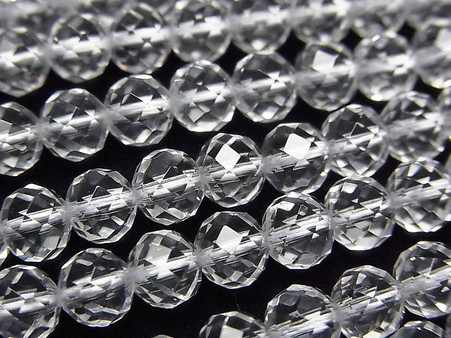 [Video]High Quality! Crystal (Smelted Quartz) AAA 64Faceted Semi-Faceted Round 6mm 1strand beads (aprx.15inch/36cm)