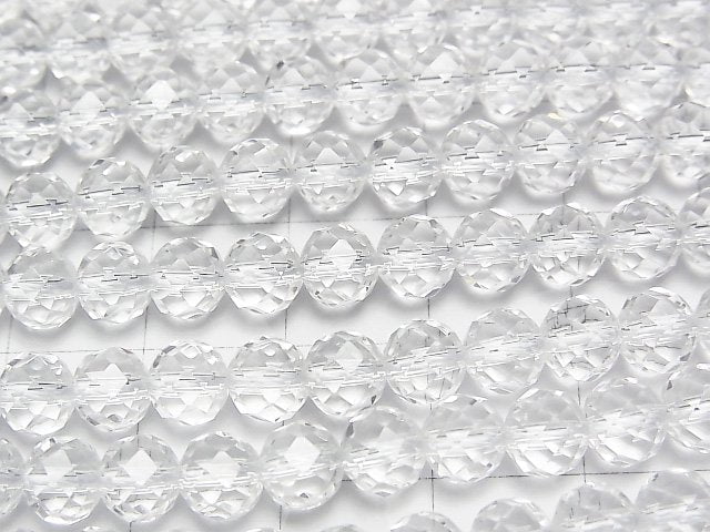 [Video]High Quality! Crystal (Smelted Quartz) AAA 64Faceted Semi-Faceted Round 6mm 1strand beads (aprx.15inch/36cm)