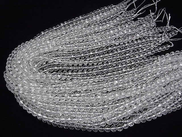 [Video]High Quality! Crystal (Smelted Quartz) AAA 64Faceted Semi-Faceted Round 6mm 1strand beads (aprx.15inch/36cm)