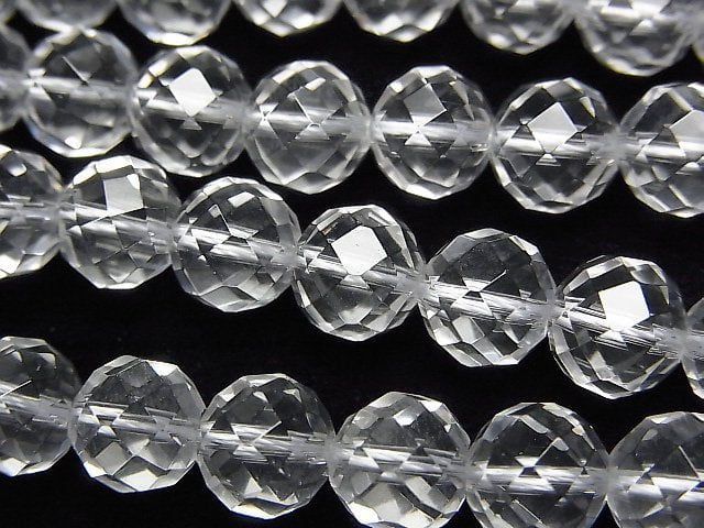 [Video]High Quality! Crystal (Smelted Quartz) AAA 64 Faceted Semi-Faceted Round 8mm 1strand beads (aprx.15inch/36cm)