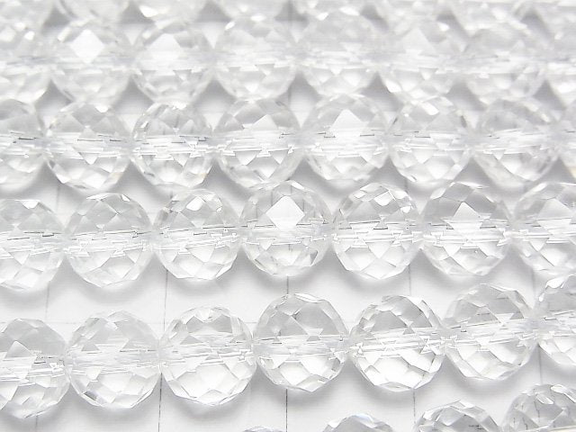 [Video]High Quality! Crystal (Smelted Quartz) AAA 64 Faceted Semi-Faceted Round 8mm 1strand beads (aprx.15inch/36cm)