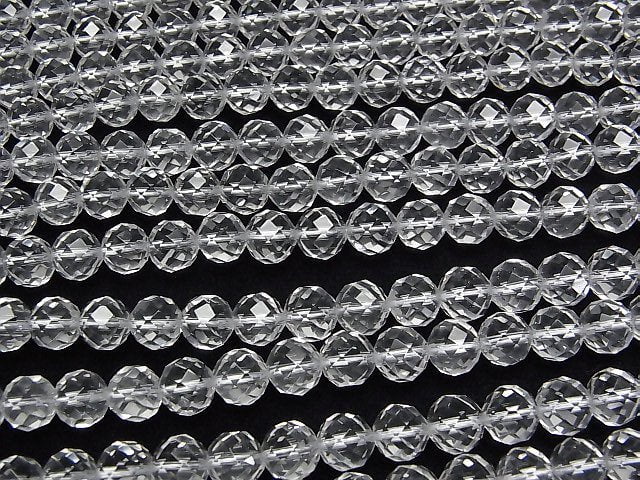 [Video]High Quality! Crystal (Smelted Quartz) AAA 64 Faceted Semi-Faceted Round 8mm 1strand beads (aprx.15inch/36cm)