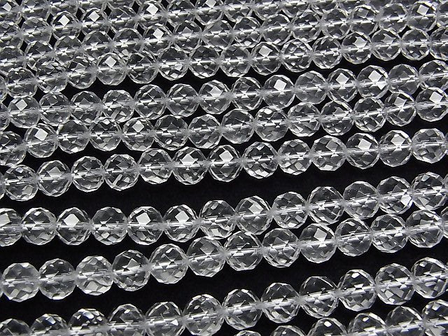 [Video]High Quality! Crystal (Smelted Quartz) AAA 64 Faceted Semi-Faceted Round 8mm 1strand beads (aprx.15inch/36cm)