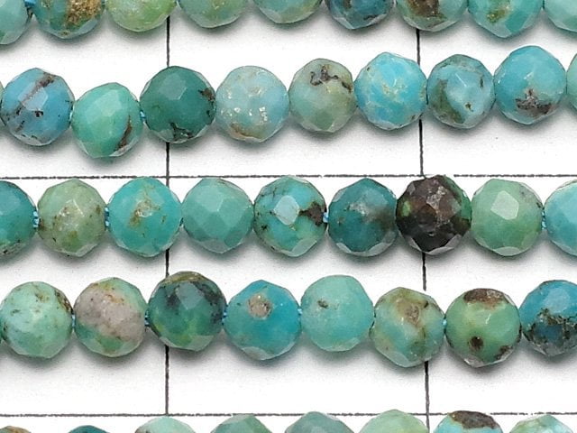 [Video]High Quality! Turquoise AA Faceted Round 3mm 1strand beads (aprx.15inch/37cm)