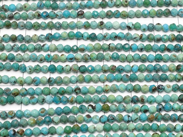 [Video]High Quality! Turquoise AA Faceted Round 3mm 1strand beads (aprx.15inch/37cm)