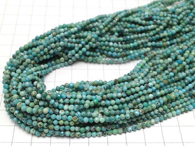 [Video]High Quality! Turquoise AA Faceted Round 3mm 1strand beads (aprx.15inch/37cm)