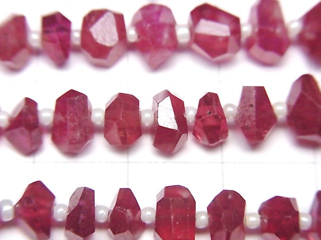 [Video]High Quality Ruby AAA- Faceted Nugget half or 1strand beads (aprx.6inch/16cm)