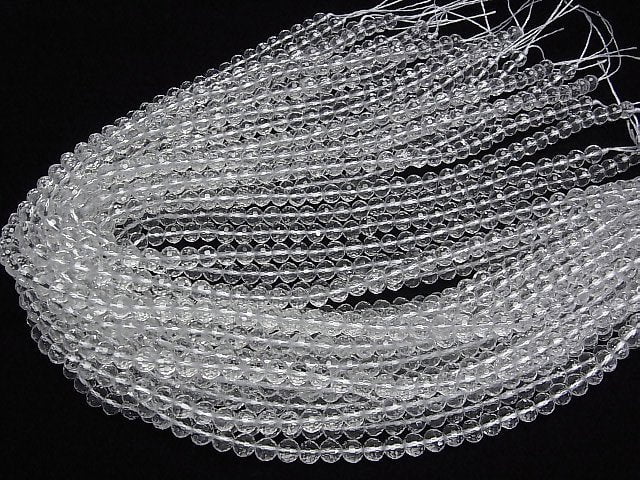 [Video]High Quality! Crystal (Smelted Quartz) AAA 128 Faceted Semi-Faceted Round 6mm 1strand beads (aprx.15inch/36cm)