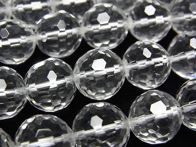 [Video]High Quality! Crystal (Smelted Quartz) AAA 128 Faceted Semi-Faceted Round 12mm half or 1strand beads (aprx.14inch/35cm)