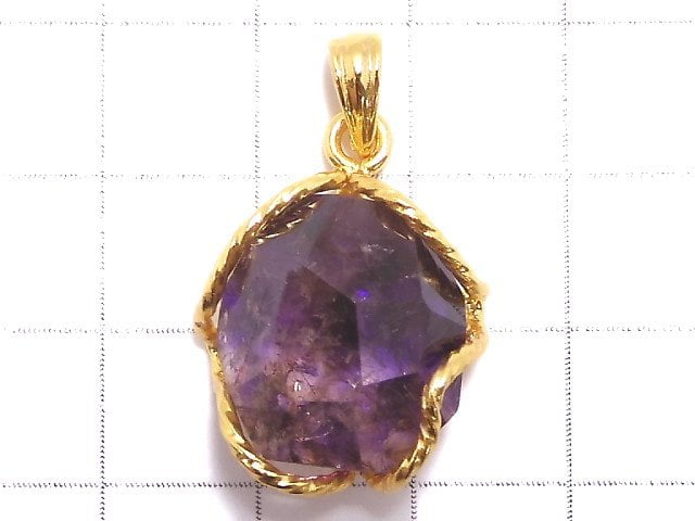 [Video][One of a kind] Amethyst Elestial AAA Pendant 18KGP NO.16