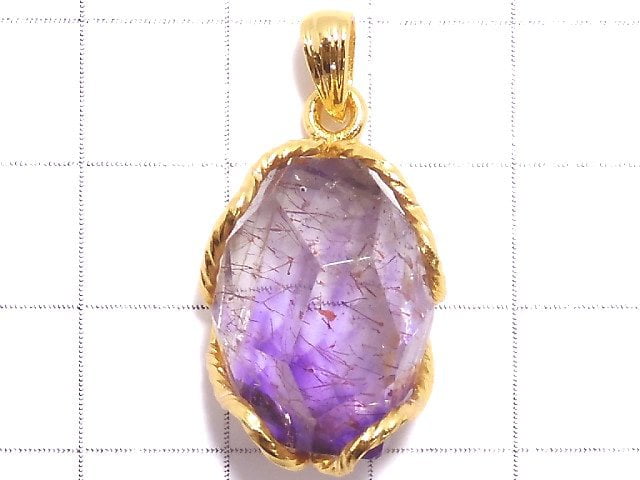 [Video][One of a kind] Amethyst Elestial AAA Pendant 18KGP NO.18