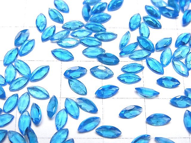 [Video]High Quality Neon Blue Apatite AAA Loose stone Marquise Faceted 6x3mm 3pcs