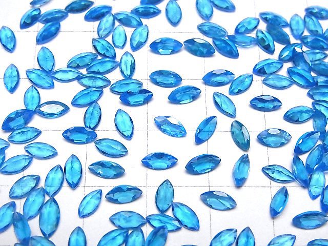 [Video]High Quality Neon Blue Apatite AAA Loose stone Marquise Faceted 6x3mm 3pcs