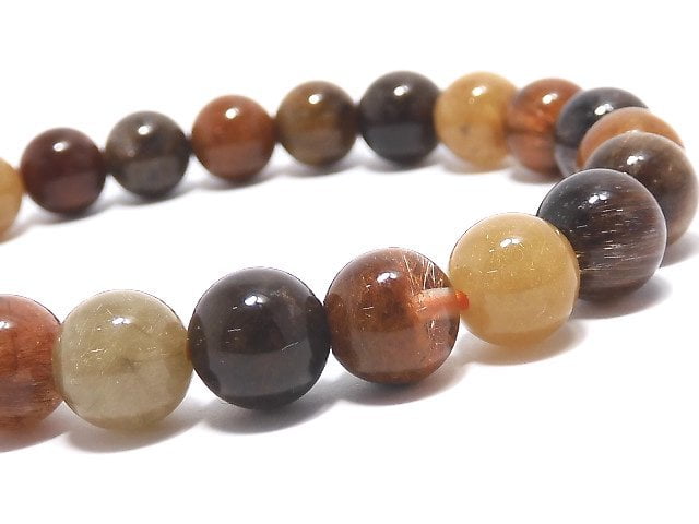 [Video][One of a kind] Multicolor Rutilated Quartz AAA Round 8mm Bracelet NO.414