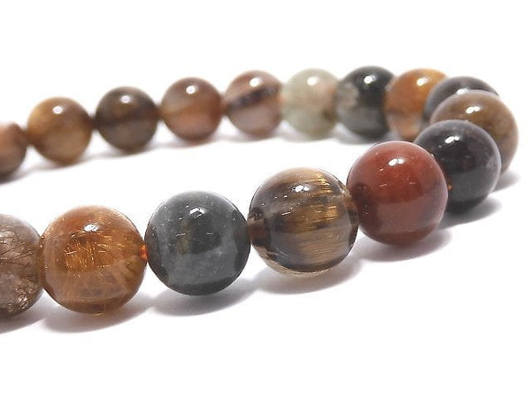 [Video][One of a kind] Multicolor Rutilated Quartz AAA Round 8.5mm Bracelet NO.416