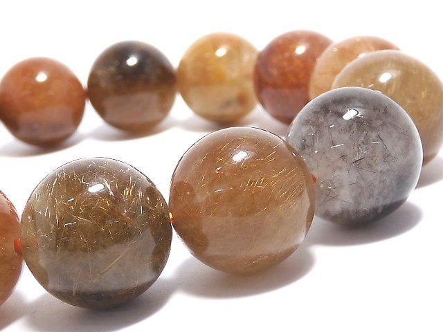 [Video][One of a kind] Multicolor Rutilated Quartz AAA- Round 14.5mm Bracelet NO.424