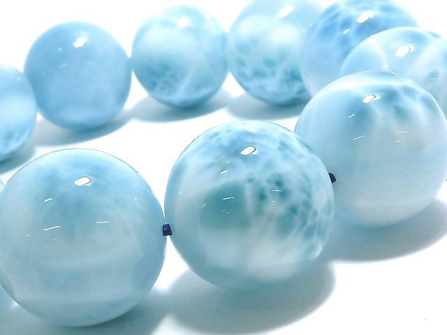 [Video][One of a kind] High quality Larimar Pectolite AAA Round 19.5mm Bracelet NO.1