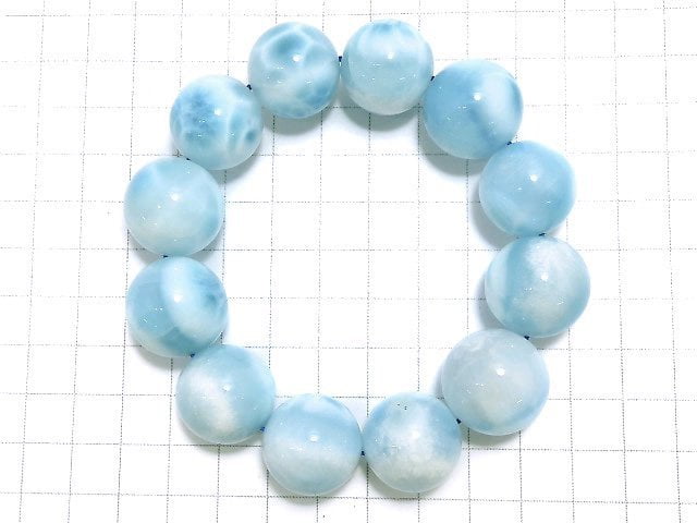 [Video][One of a kind] High quality Larimar Pectolite AAA Round 19.5mm Bracelet NO.1