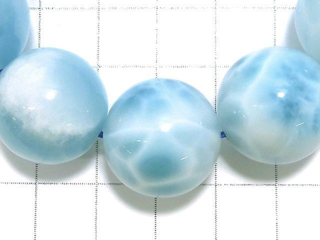 [Video][One of a kind] High quality Larimar Pectolite AAA Round 19.5mm Bracelet NO.1