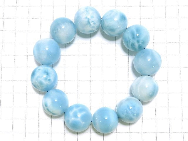 [Video][One of a kind] High quality Larimar Pectolite AAA Round 20mm Bracelet NO.2