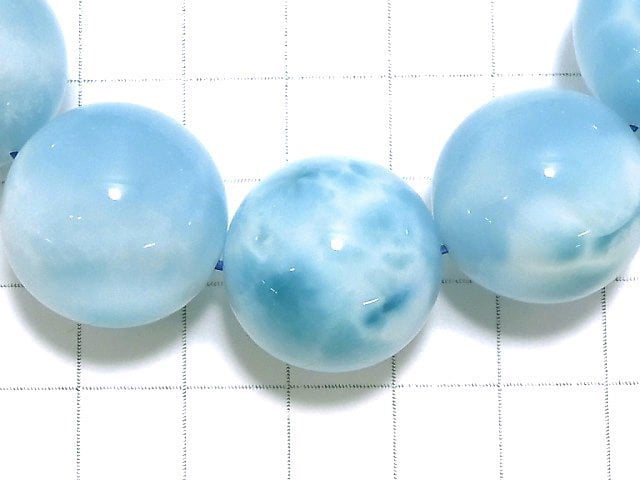 [Video][One of a kind] High quality Larimar Pectolite AAA Round 20mm Bracelet NO.2