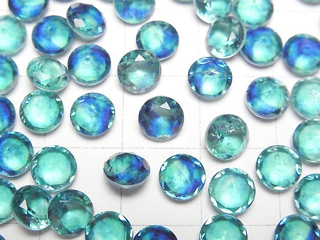 [Video] Doublet Crystal AAA Loose stone Round Faceted 6x6mm [Blue Green/Marble] 3pcs