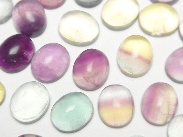 [Video] Multicolor Fluorite AAA- Oval Cabochon 12x10mm [Pastel] 3pcs