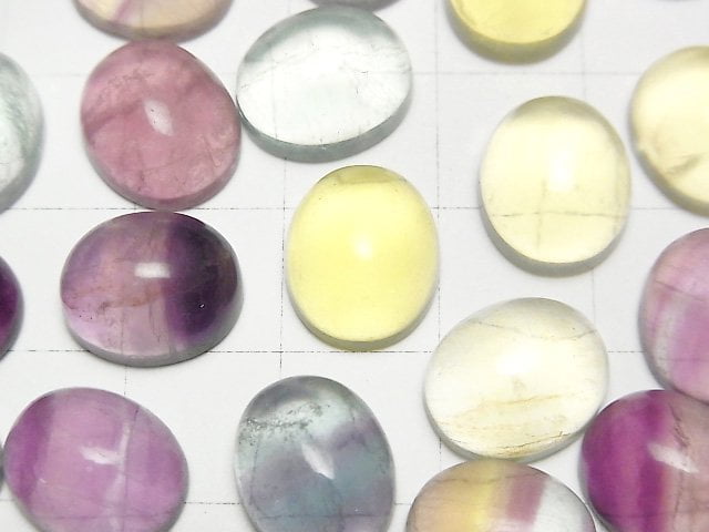 [Video] Multicolor Fluorite AAA- Oval Cabochon 12x10mm [Pastel] 3pcs