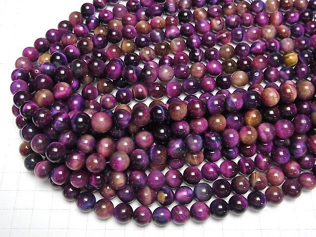 混合色虎眼石AA++ 圓珠10.5mm 半串或1串珠子 (約15英吋/36公分)