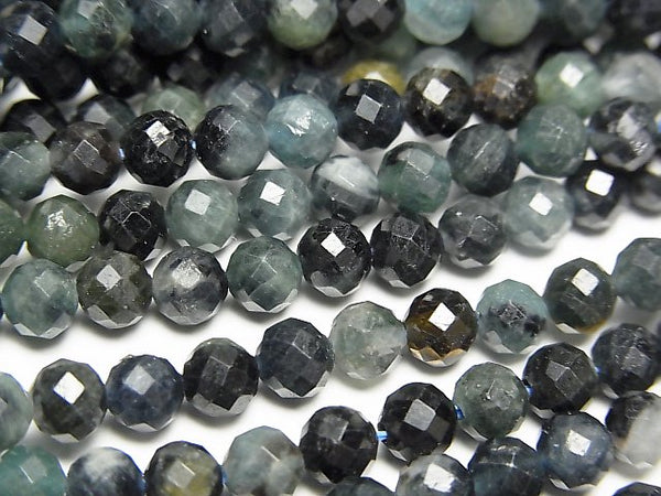 [Video]High Quality! Indigolite Tourmaline AA Faceted Round 4mm 1strand beads (aprx.15inch/36cm)
