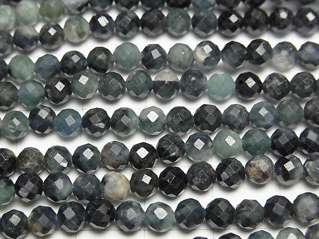 [Video]High Quality! Indigolite Tourmaline AA Faceted Round 4mm 1strand beads (aprx.15inch/36cm)