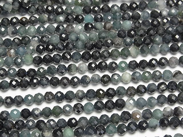 [Video]High Quality! Indigolite Tourmaline AA Faceted Round 4mm 1strand beads (aprx.15inch/36cm)