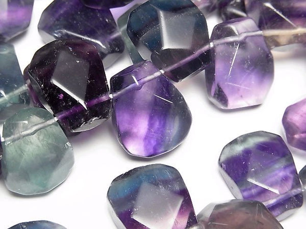 [Video] Multicolor Fluorite AA++ Faceted Nugget Top Side Drilled Hole half or 1strand beads (aprx.15inch/38cm)