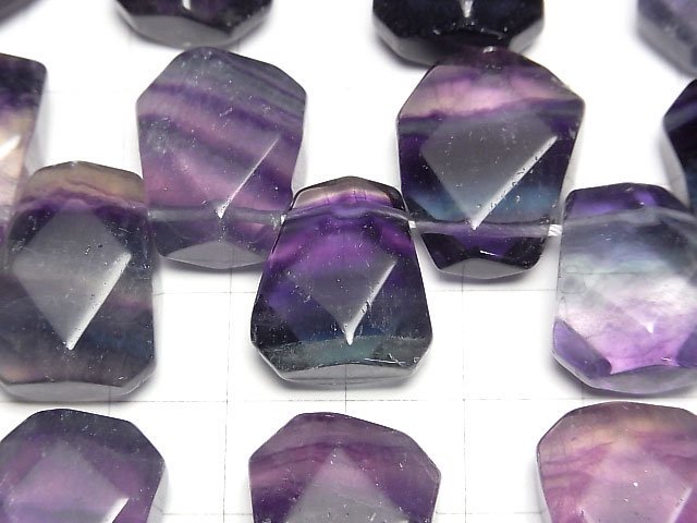 [Video] Multicolor Fluorite AA++ Faceted Nugget Top Side Drilled Hole half or 1strand beads (aprx.15inch/38cm)