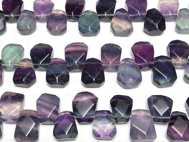 [Video] Multicolor Fluorite AA++ Faceted Nugget Top Side Drilled Hole half or 1strand beads (aprx.15inch/38cm)