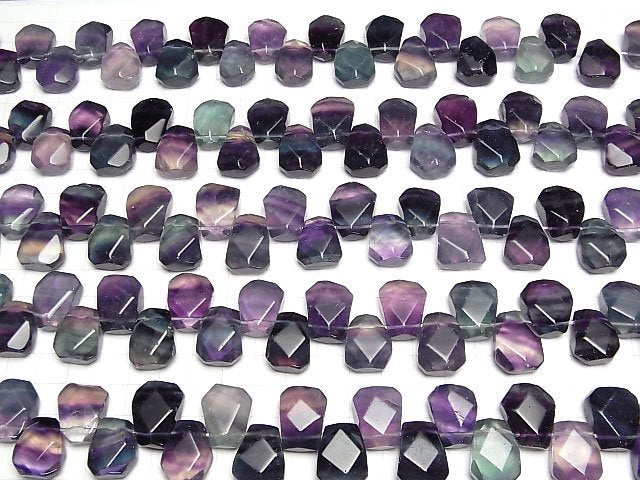 [Video] Multicolor Fluorite AA++ Faceted Nugget Top Side Drilled Hole half or 1strand beads (aprx.15inch/38cm)