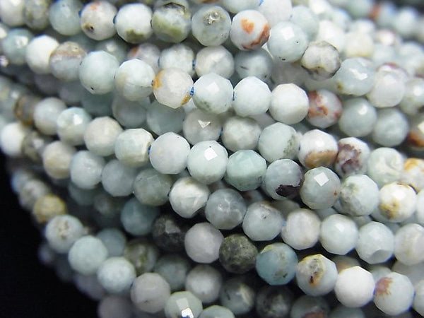 [Video]High Quality! Larimar Pectolite A+ Faceted Round 3mm 1strand beads (aprx.15inch/37cm)