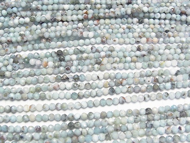 [Video]High Quality! Larimar Pectolite A+ Faceted Round 3mm 1strand beads (aprx.15inch/37cm)