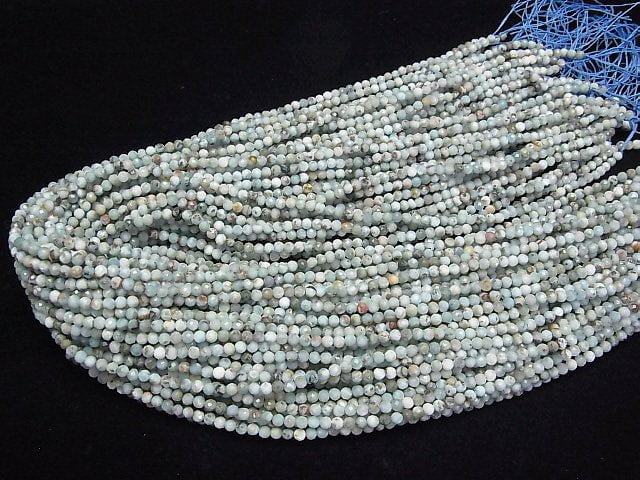 [Video]High Quality! Larimar Pectolite A+ Faceted Round 3mm 1strand beads (aprx.15inch/37cm)