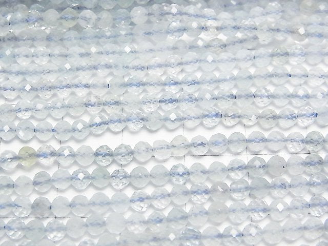 [Video]High Quality! Aquamarine AA Faceted Round 3mm 1strand beads (aprx.15inch/37cm)