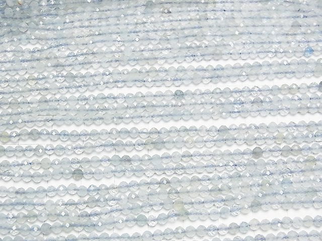 [Video]High Quality! Aquamarine AA Faceted Round 3mm 1strand beads (aprx.15inch/37cm)