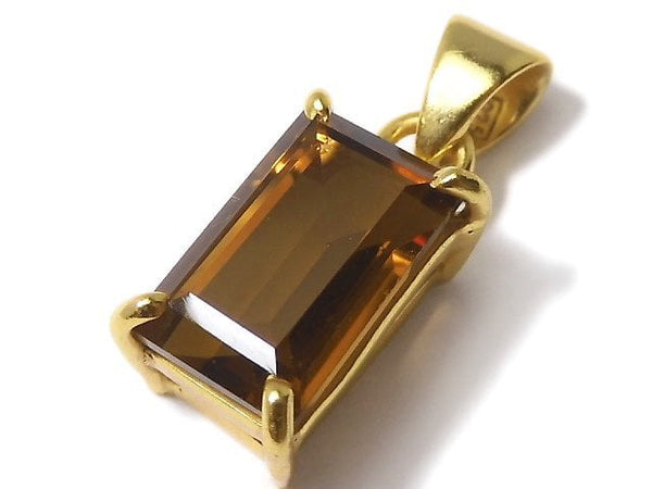 [Video][One of a kind] High Quality Brandy Quartz AAA Faceted Pendant 18KGP NO.3