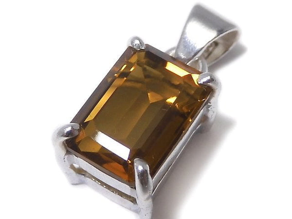 [Video][One of a kind] High Quality Brandy Quartz AAA Faceted Pendant Silver925 NO.12