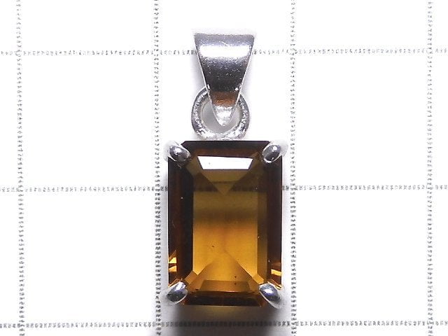 [Video][One of a kind] High Quality Brandy Quartz AAA Faceted Pendant Silver925 NO.12