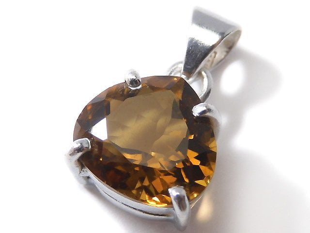 [Video][One of a kind] High Quality Brandy Quartz AAA Faceted Pendant Silver925 NO.13