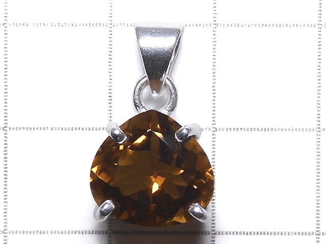 [Video][One of a kind] High Quality Brandy Quartz AAA Faceted Pendant Silver925 NO.13